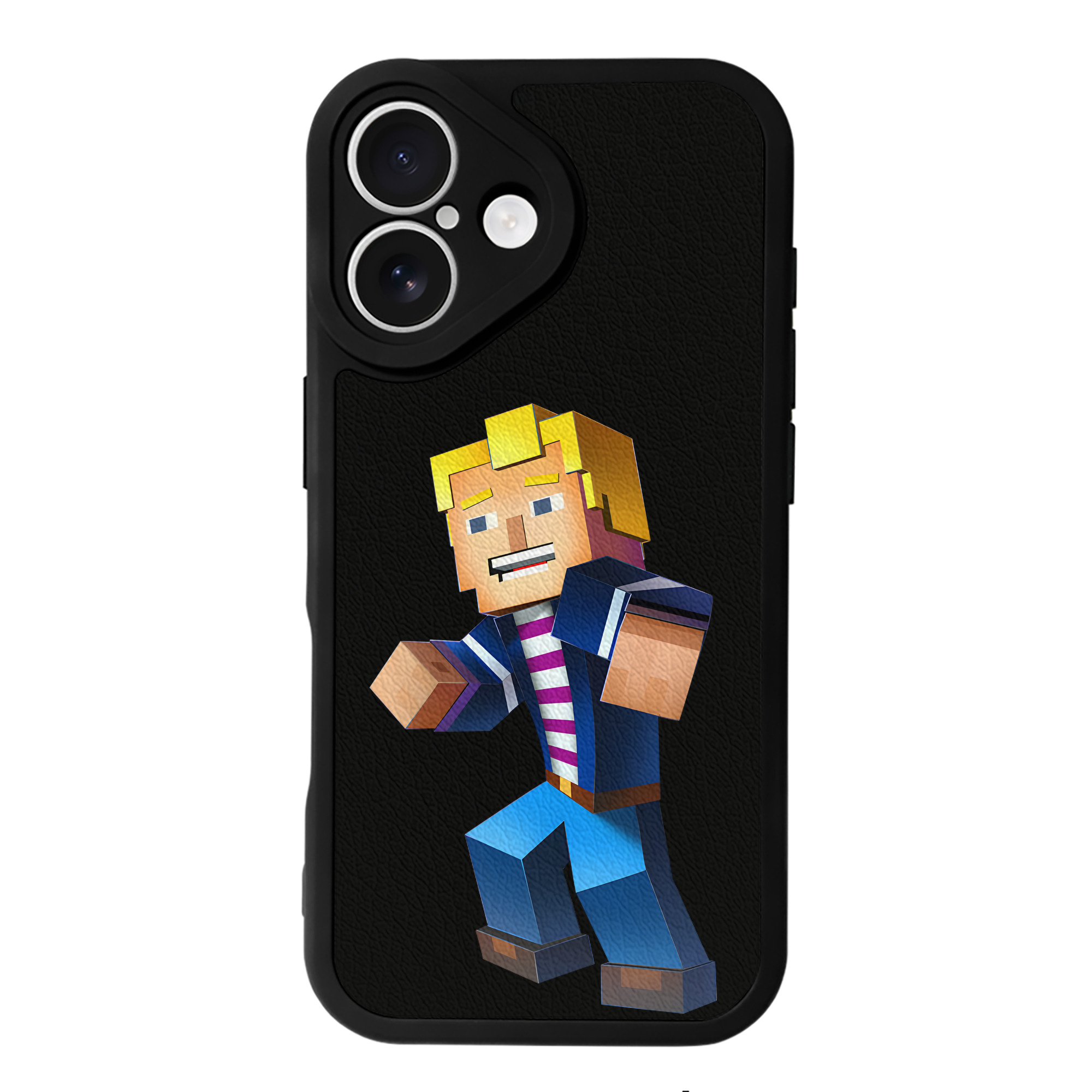（画像用） マインクラフト ブロックの世界 Minecraft MC Block world 【iPhone 16シリーズ対応】シリコンスマホケース（レザー調） 材質：シリコン
